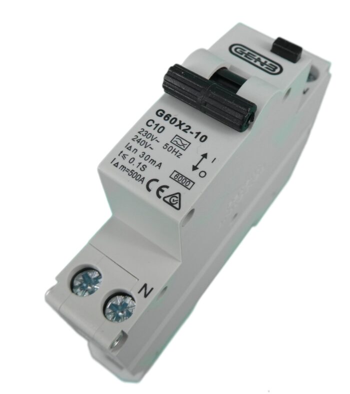 RCBO 6KA 1Pole 10A AC Type Dual Way Line Load